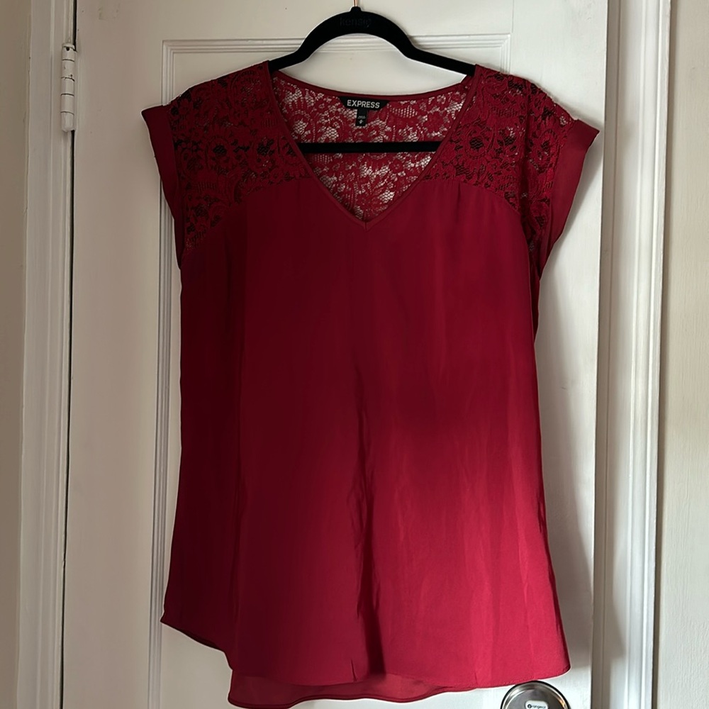 Express Red Lace Blouse